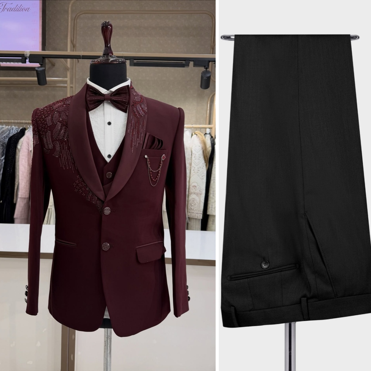 Men Formal Wear Modern - Conjunto de 3 Peças de Terno